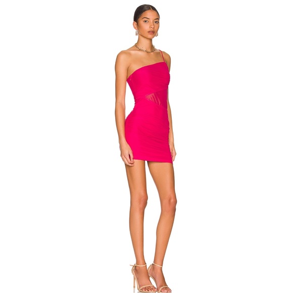superdown Jerica Mesh Mini Dress in Hot Pink Size S - Picture 2 of 6